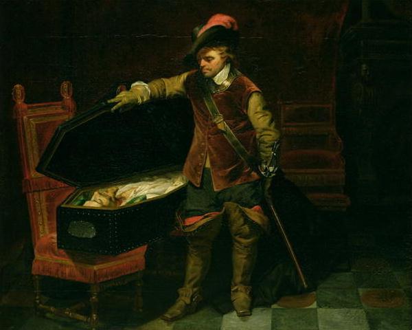 Oliver Cromwell with the corpse of Charles I, 1649 CE  (Paul Delaroche) (1797-1856), Kunsthalle, Hamburg